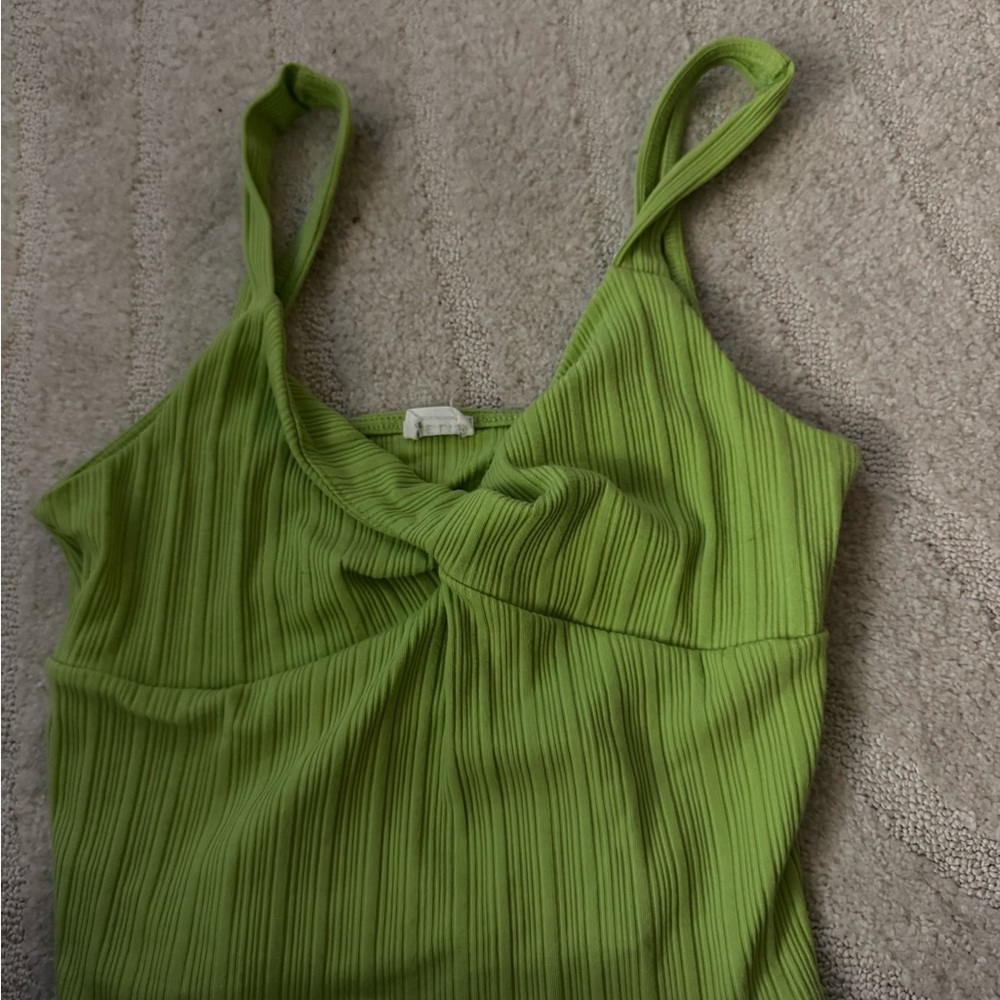 Le Lis Vibrant Green Ribbed Camisole